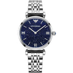 Emporio Armani Gianni T-Bar AR11091 32mm Women's Quartz Watch – Blue & Silver-Tone Stainless Steel Bracelet