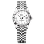 Rolex Datejust 31mm Women’s Master Quality Watch – White Roman Numeral Dial, Stainless Steel Jubilee Bracelet & Stainless Steel Fluted Bezel
