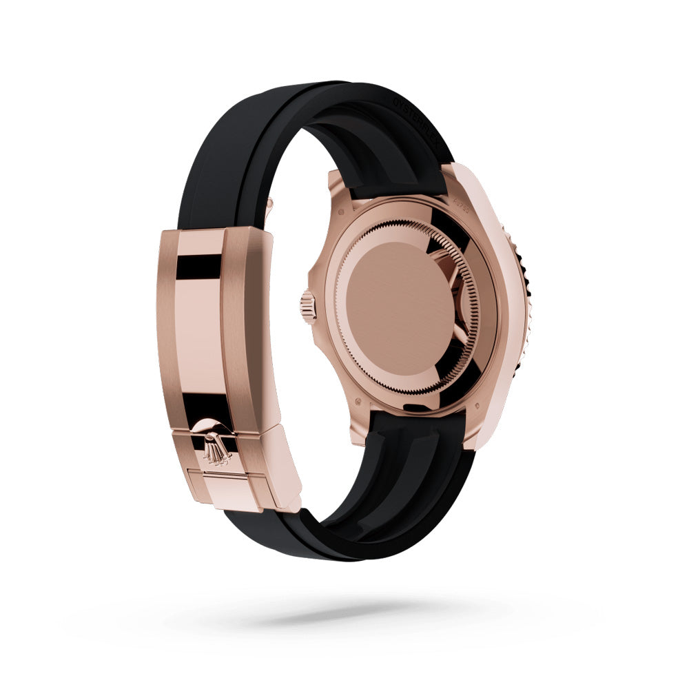 Rolex Yacht-Master II Master Quality Watch – Rose Gold-Tone Case, Black Dial & Oysterflex Rubber Strap