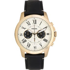 Fossil Grant FS5272 44mm Men’s Chronograph Watch – Cream Dial & Black Genuine Leather Strap