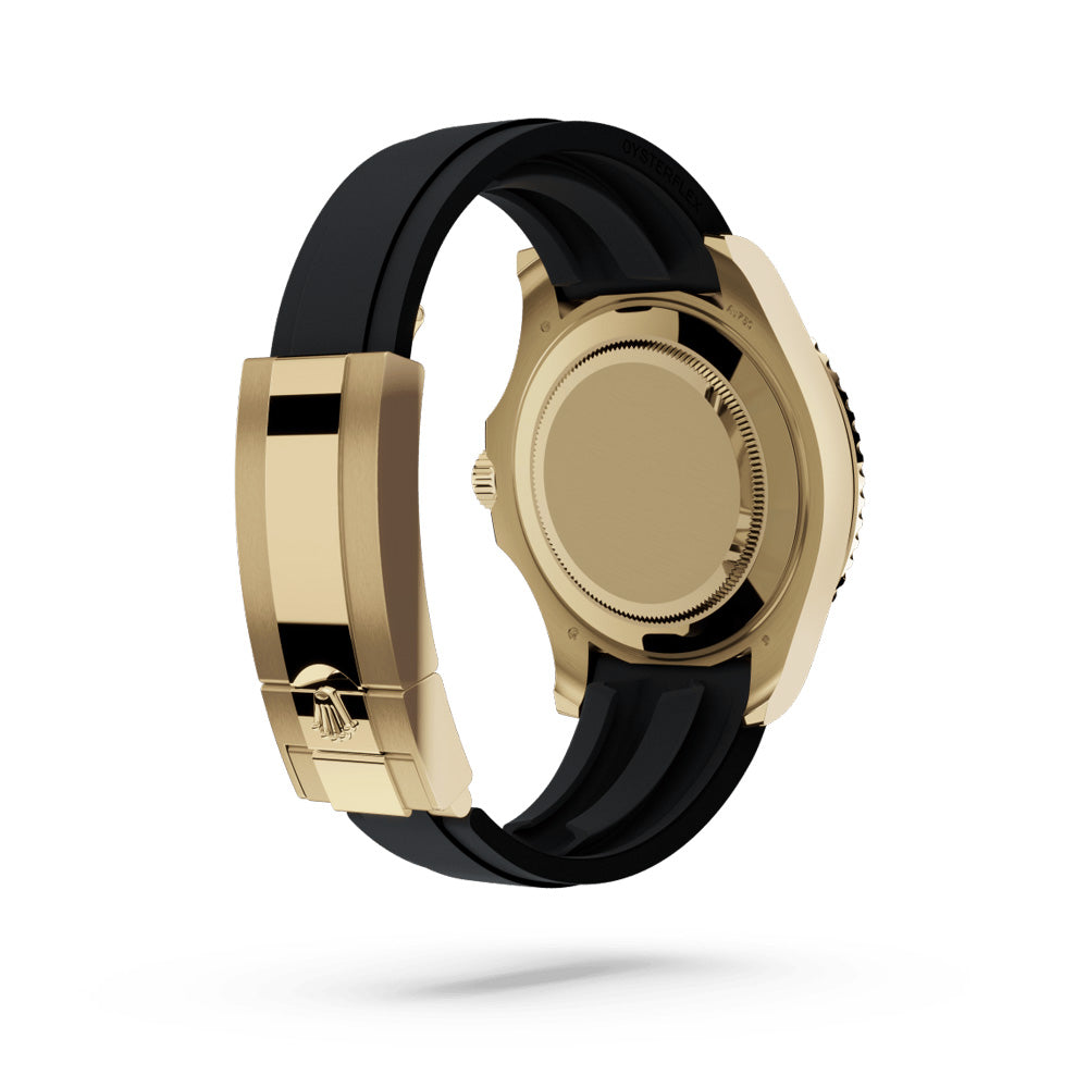 Rolex Yacht-Master II Master Quality Watch – Gold-Tone Case, Black Dial & Oysterflex Rubber Strap