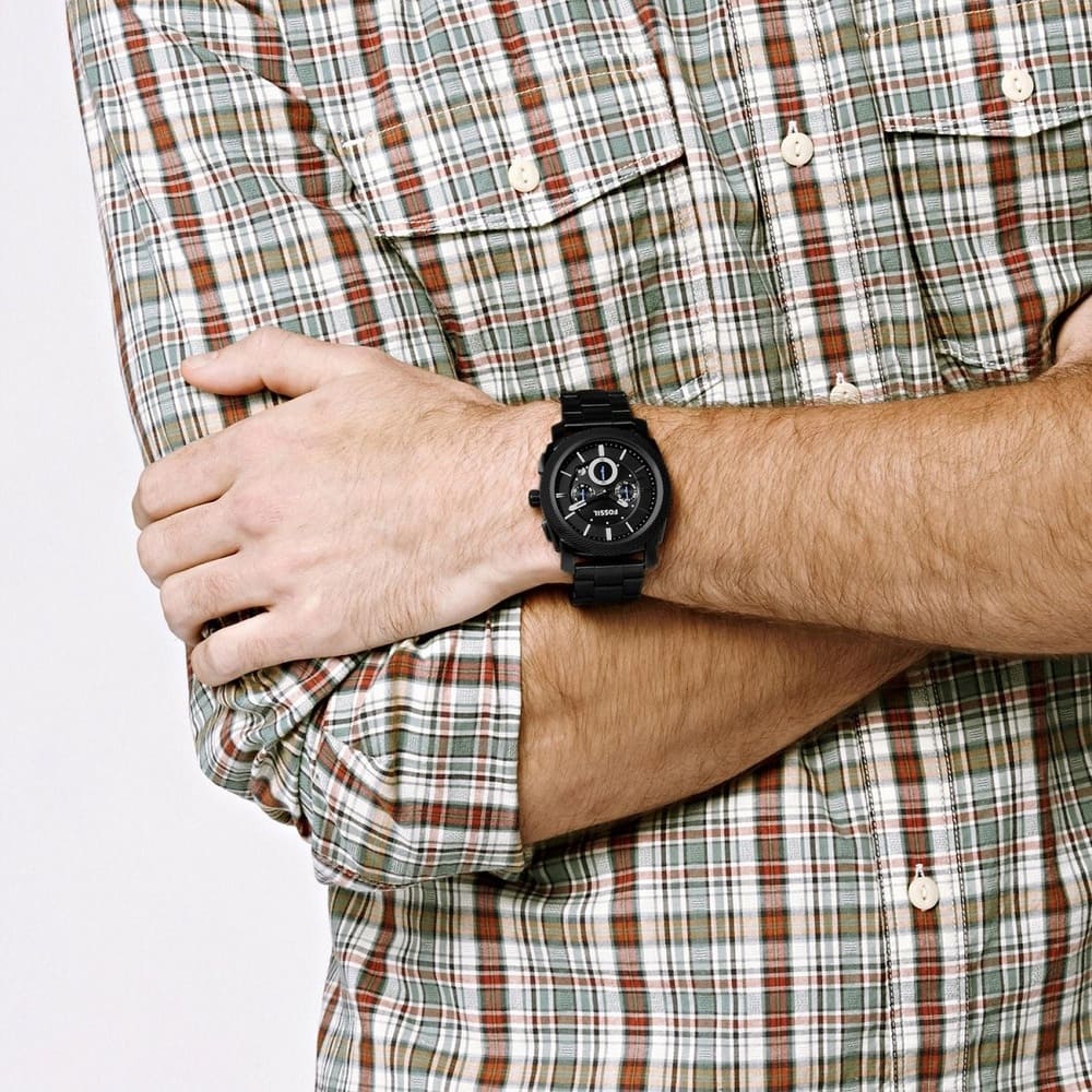 Fossil Machine FS4552 45mm Men’s Chronograph Watch – Black Dial & Black Stainless Steel Bracelet