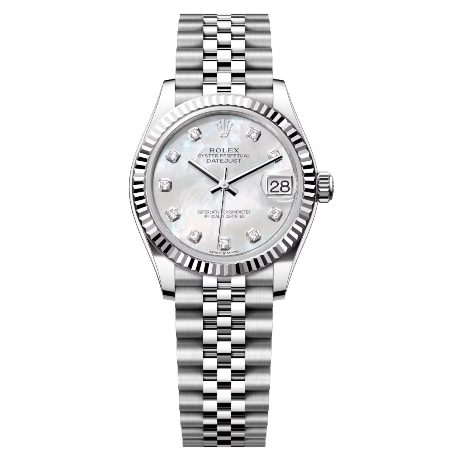 Rolex Datejust 31mm Women’s Master Quality Watch – Silver Dial, Stainless Steel Jubilee Bracelet & Stainless Steel Fluted Bezel
