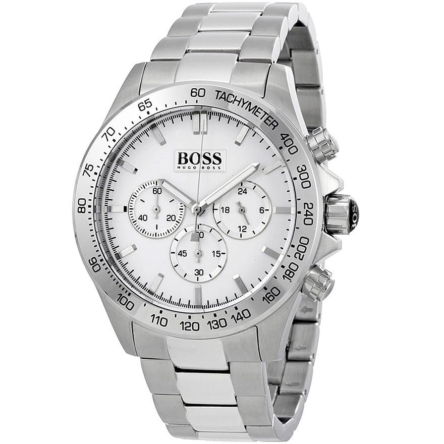 Hugo Boss Ikon 1512962 44mm Men’s Chronograph Watch – Silver Dial & Silver-tone Stainless Steel Link Bracelet