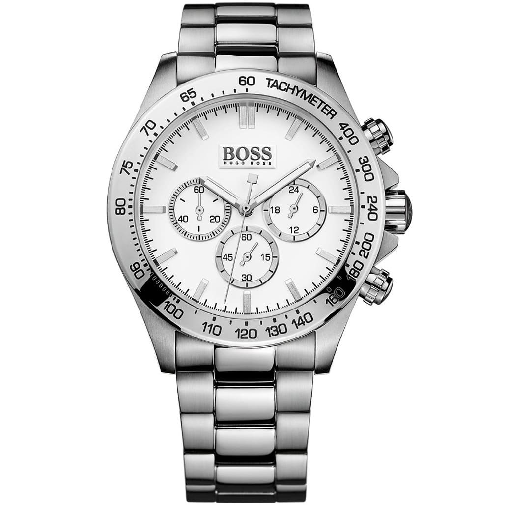 Hugo Boss Ikon 1512962 44mm Men’s Chronograph Watch – Silver Dial & Silver-tone Stainless Steel Link Bracelet