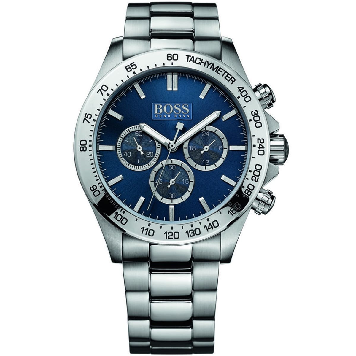 Hugo Boss Ikon 1512963 44mm Men’s Chronograph Watch – Blue Dial & Silver-tone Stainless Steel Link Bracelet
