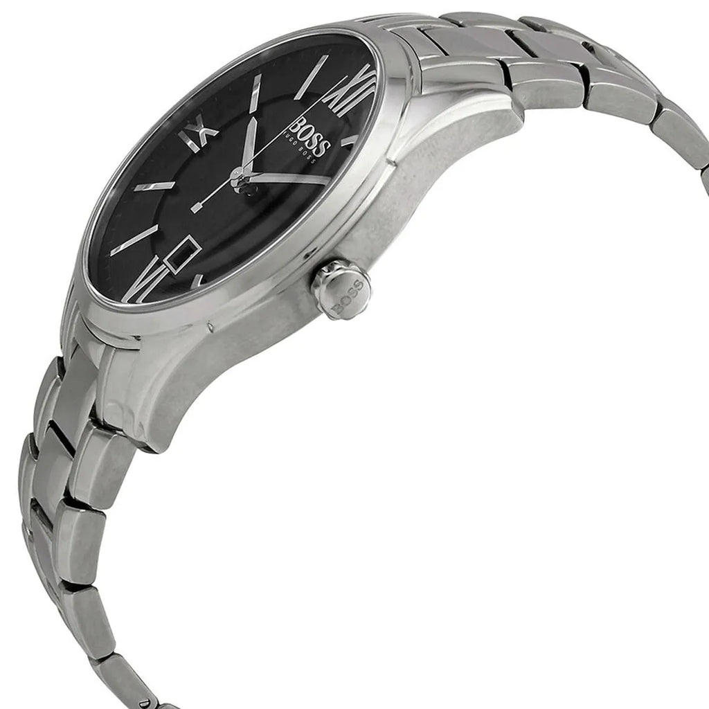Hugo Boss Ambassador 1513025 44mm Men’s Quartz Watch – Black Dial & Silver-tone Stainless Steel Link Bracelet