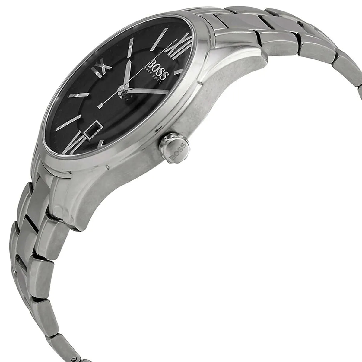 Hugo Boss Ambassador 1513025 44mm Men’s Quartz Watch – Black Dial & Silver-tone Stainless Steel Link Bracelet
