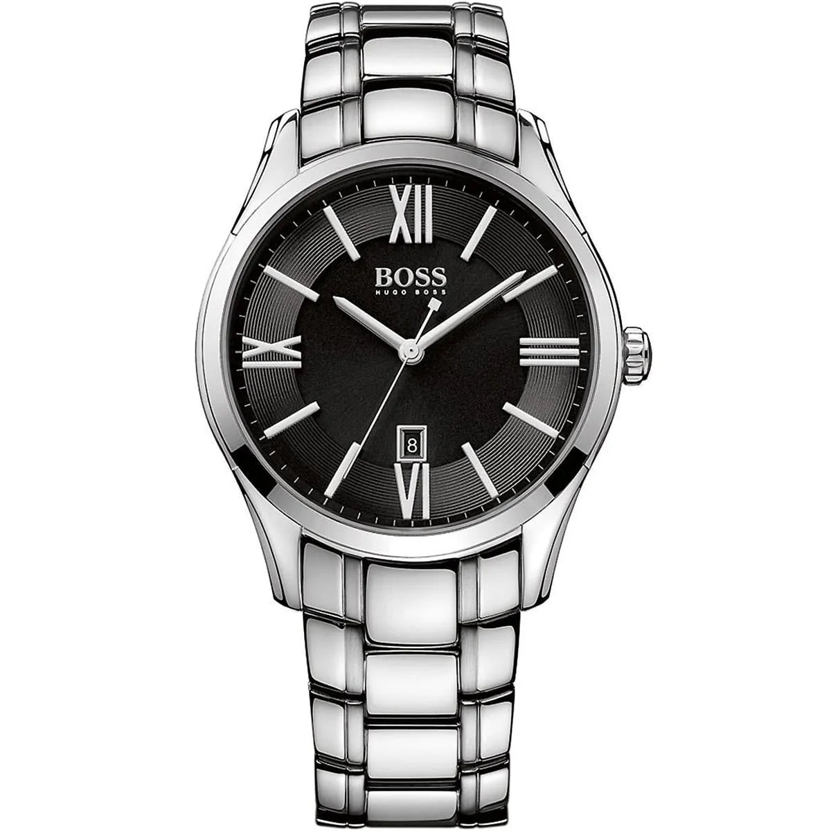 Hugo Boss Ambassador 1513025 44mm Men’s Quartz Watch – Black Dial & Silver-tone Stainless Steel Link Bracelet