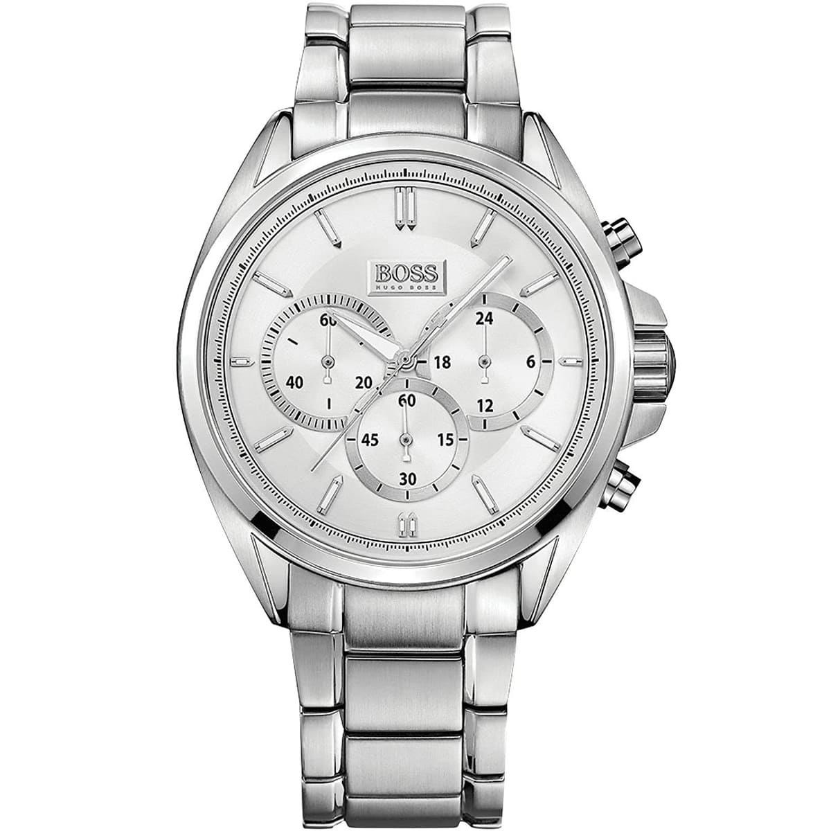 Hugo Boss Driver 1513039 44mm Men’s Quartz Watch – Silver Dial & Silver-tone Stainless Steel Link Bracelet