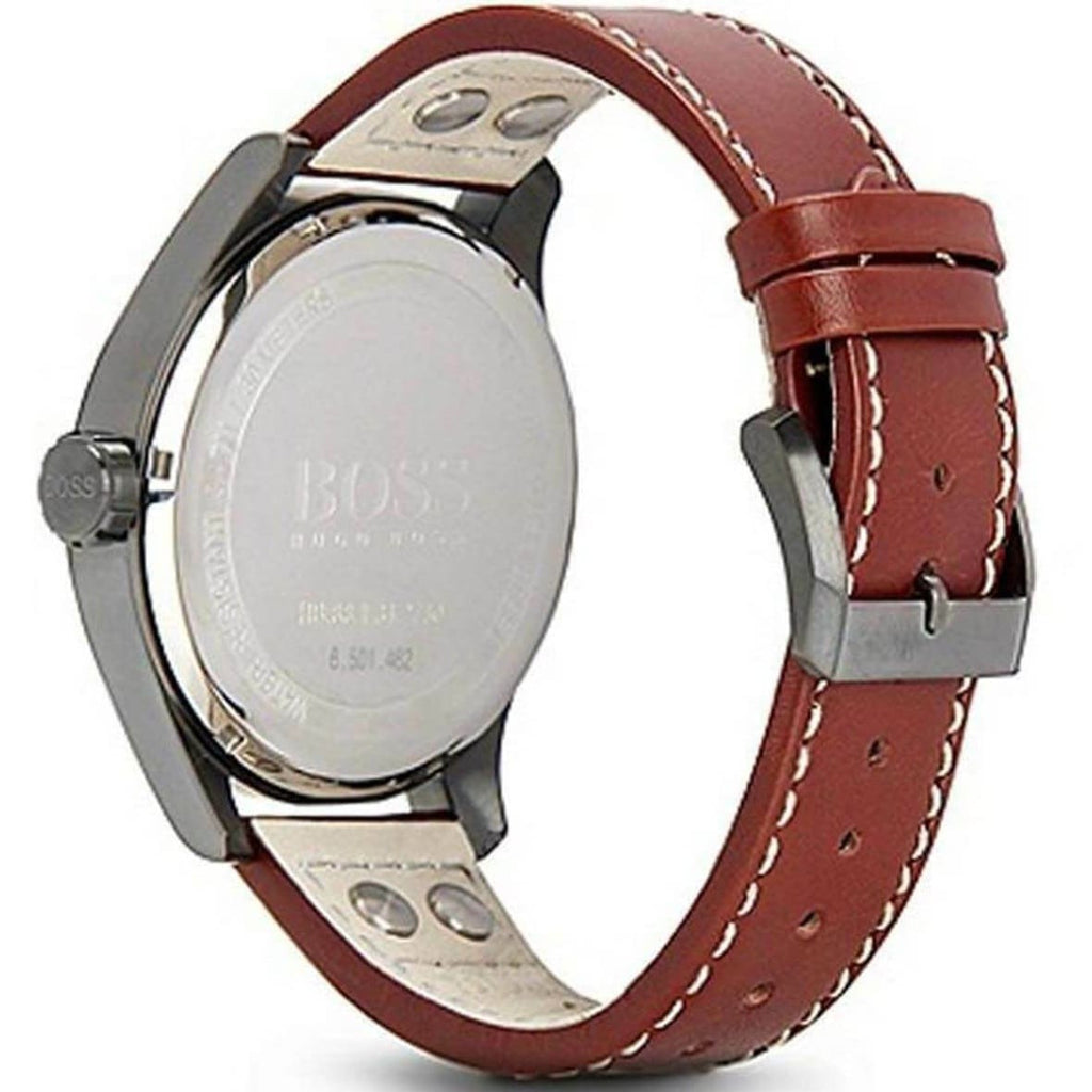 Hugo Boss Aeroliner Maxx 1513079 46mm Men’s Quartz Watch – Black Dial & Brown Genuine Leather Strap