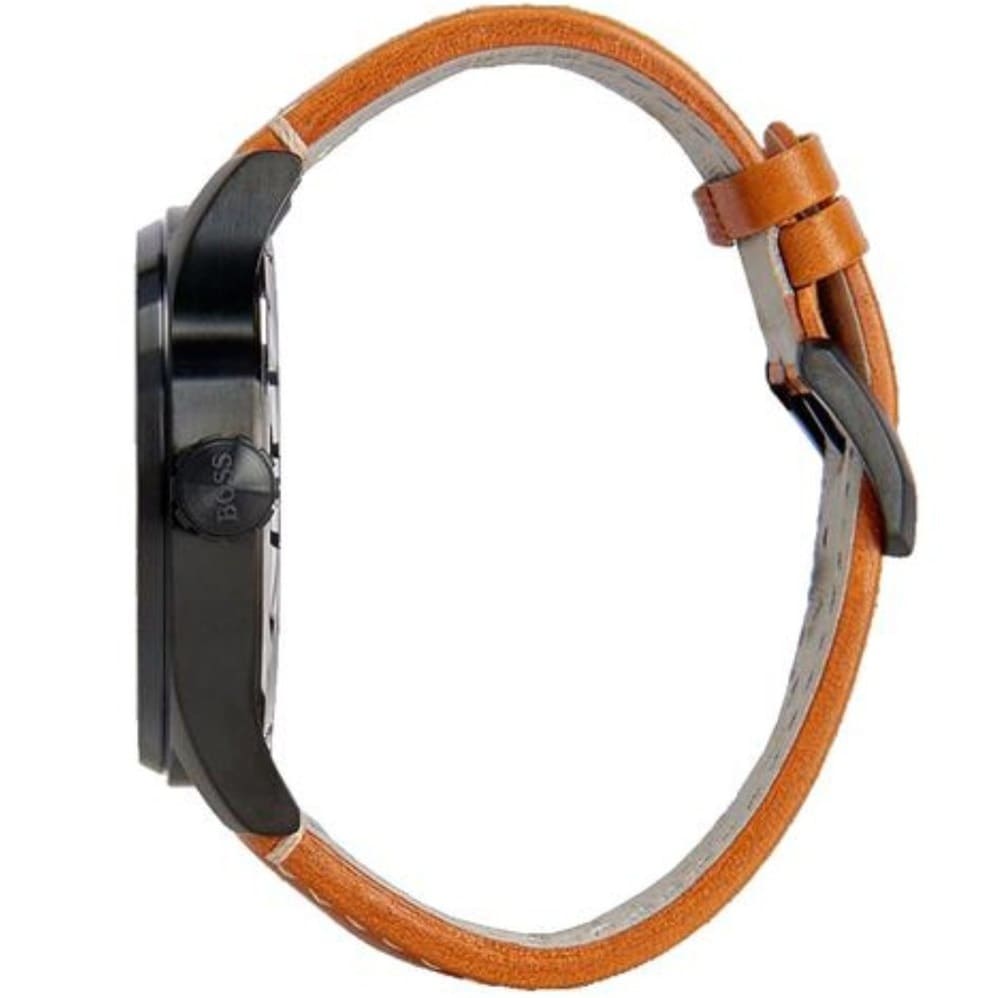 Hugo Boss Aeroliner Maxx 1513082 46mm Men’s Quartz Watch – Black Dial & Brown Genuine Leather Strap