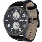 Hugo Boss Aeroliner Maxx 1513086 46mm Men’s Quartz Watch – Black Woven Dial & Textile Strap