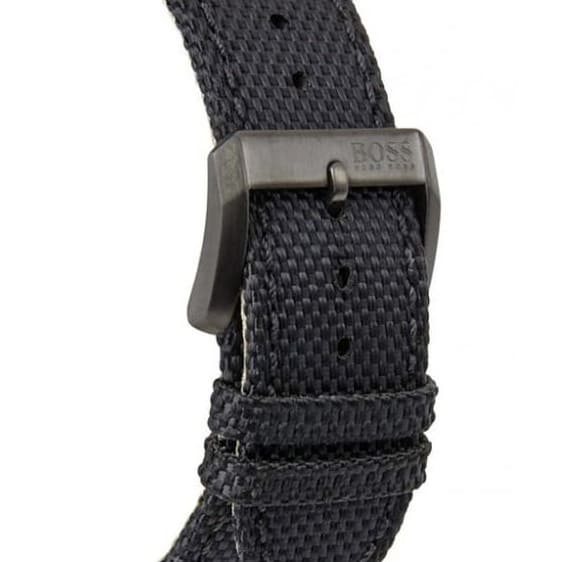 Hugo Boss Aeroliner Maxx 1513086 46mm Men’s Quartz Watch – Black Woven Dial & Textile Strap