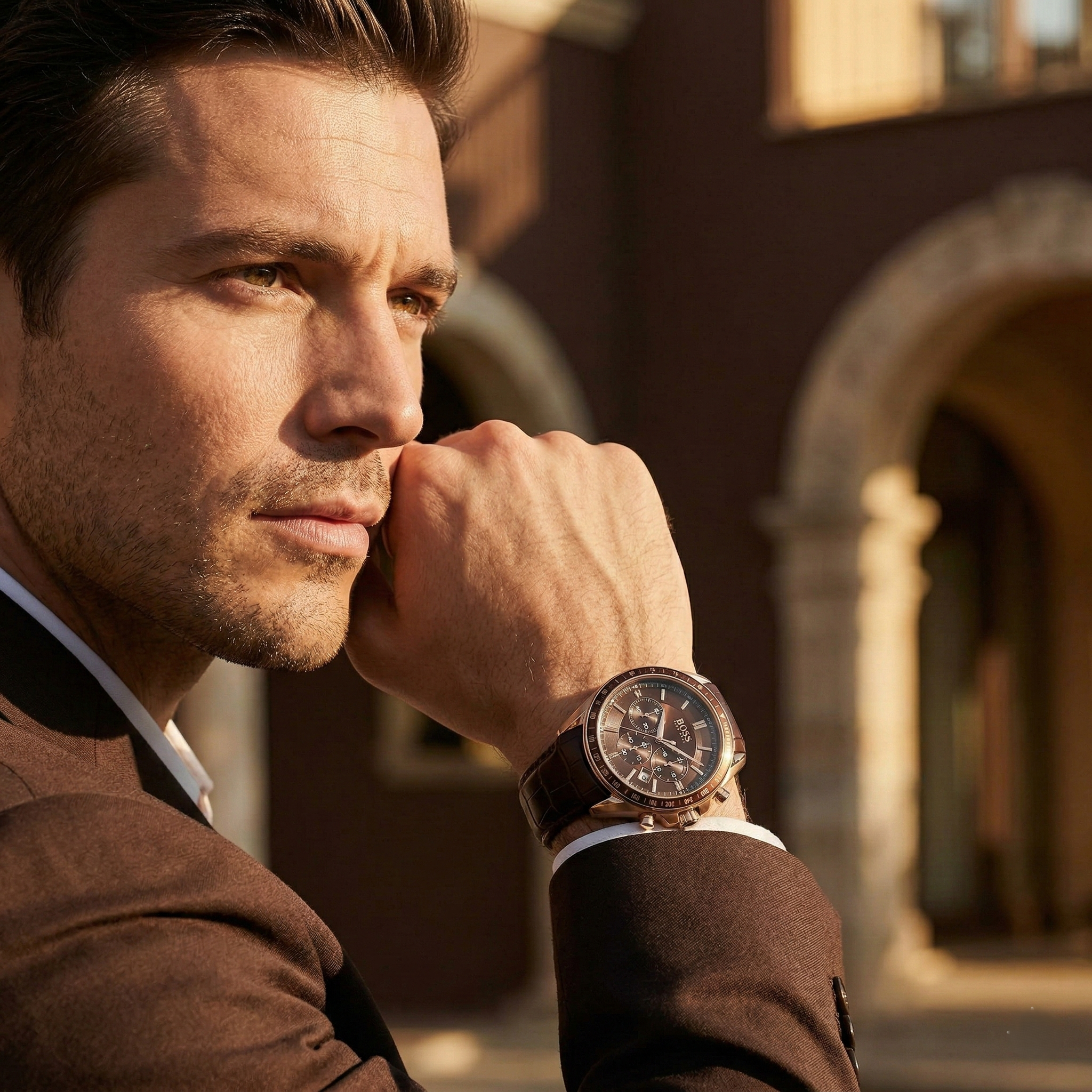Hugo Boss Driver 1513093 44mm Men’s Chronograph Watch – Brown Dial & Brown Genuine Leather Strap