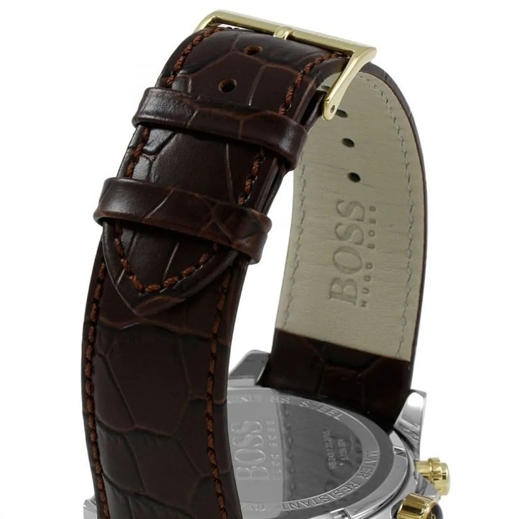 Hugo Boss Ikon 1513174 44mm Men’s Chronograph Watch – Silver Dial & Brown Leather Strap