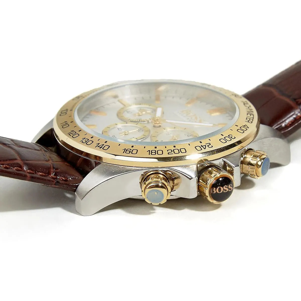 Hugo Boss Ikon 1513174 44mm Men’s Chronograph Watch – Silver Dial & Brown Leather Strap