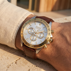 Hugo Boss Ikon 1513174 44mm Men’s Chronograph Watch – Silver Dial & Brown Leather Strap