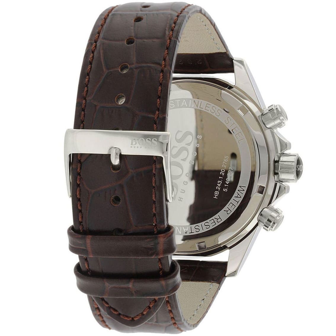 Hugo Boss Ikon 1513175 44mm Men’s Chronograph Watch – White Dial & Brown Genuine Leather Strap