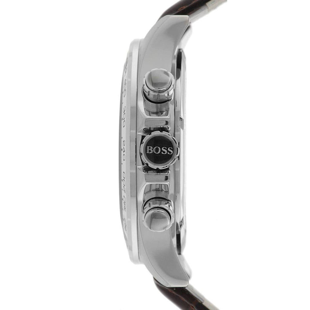 Hugo Boss Ikon 1513175 44mm Men’s Chronograph Watch – White Dial & Brown Genuine Leather Strap