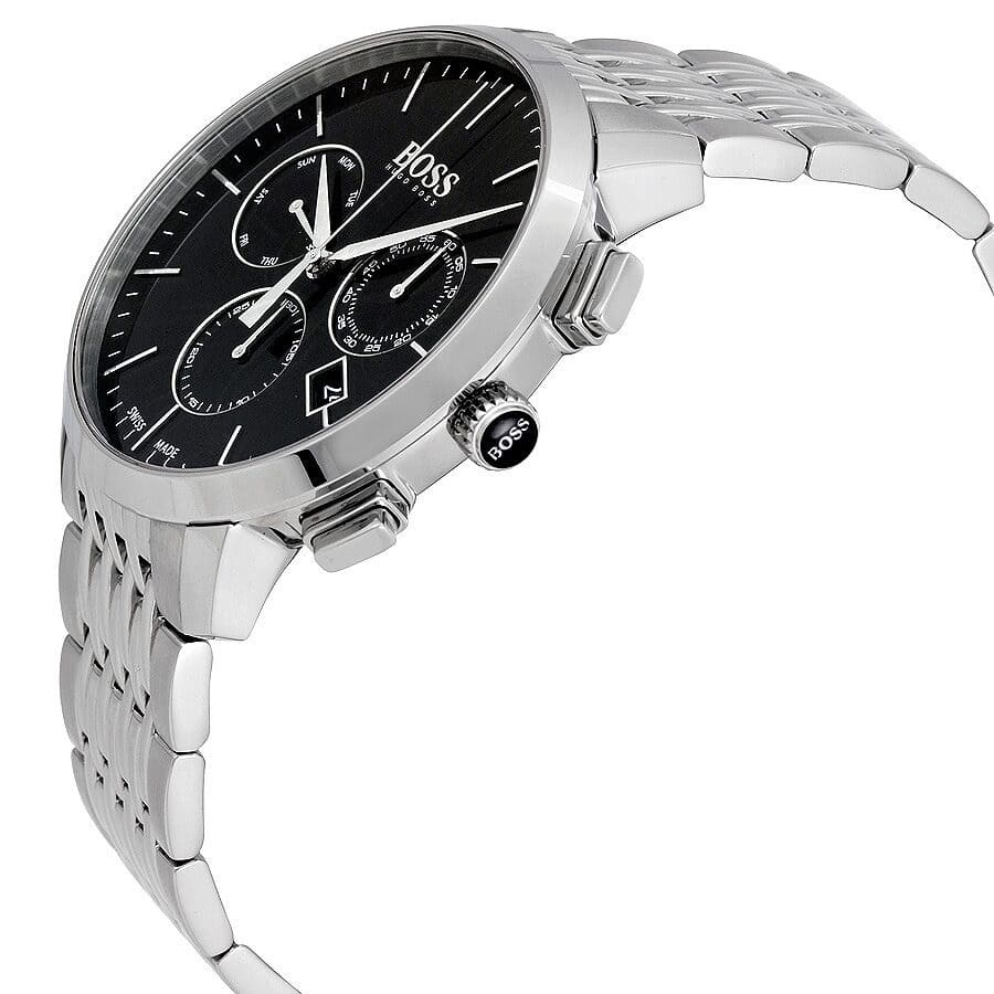 Hugo Boss Signature 1513267 44mm Men’s Quartz Watch – Black Dial & Silver-tone Stainless Steel Link Bracelet