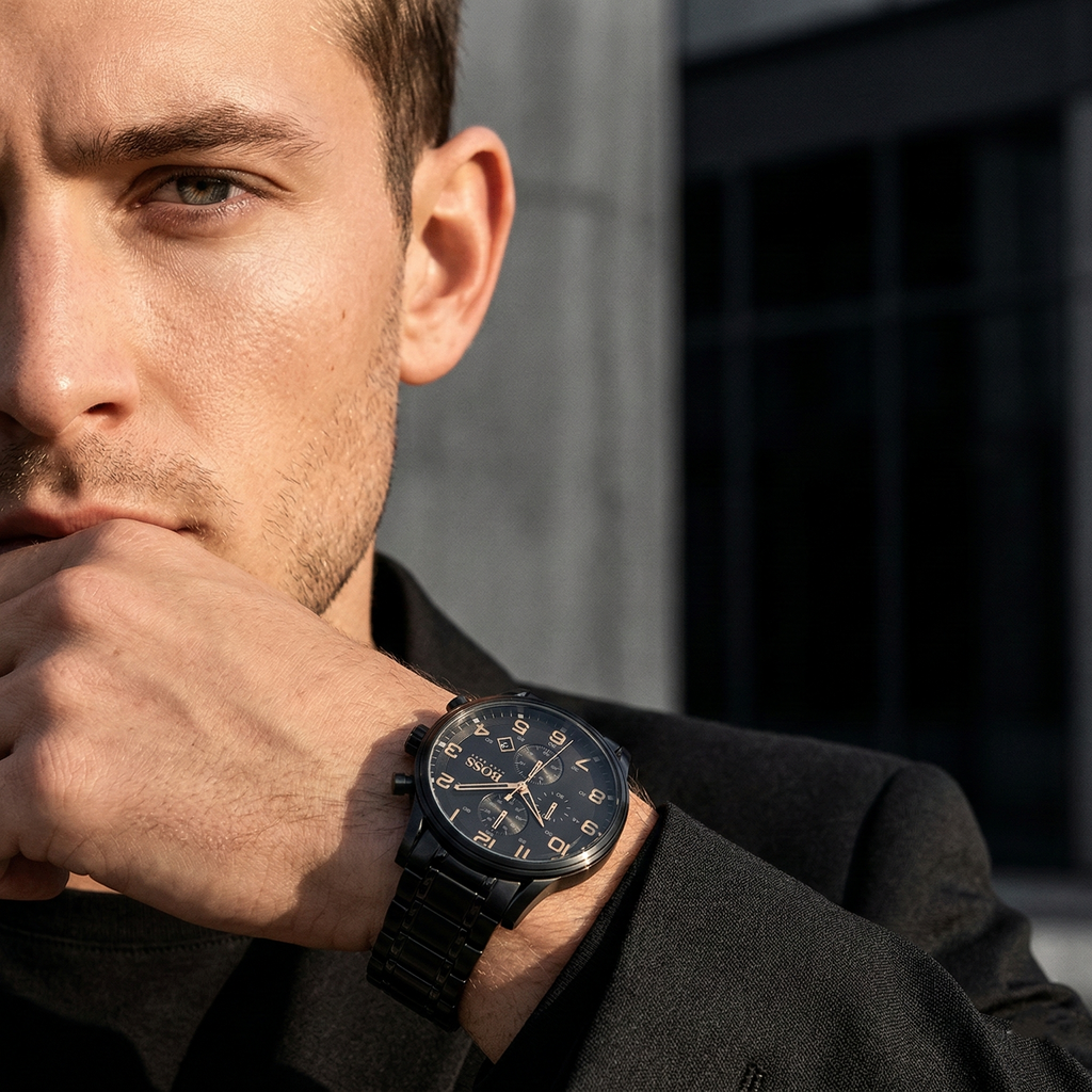 Hugo Boss Aeroliner 1513275 44mm Men’s Chronograph Watch – Black Dial & Stainless Steel Bracelet