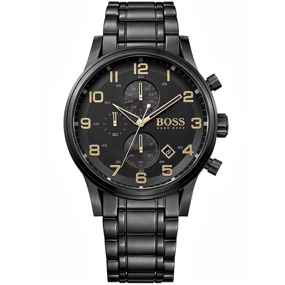 Hugo Boss Aeroliner 1513275 44mm Men’s Chronograph Watch – Black Dial & Stainless Steel Bracelet