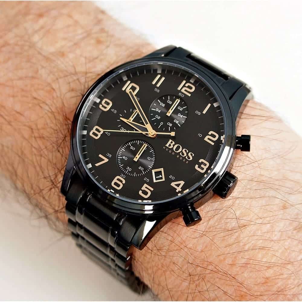 Hugo Boss Aeroliner 1513275 44mm Men’s Chronograph Watch – Black Dial & Stainless Steel Bracelet