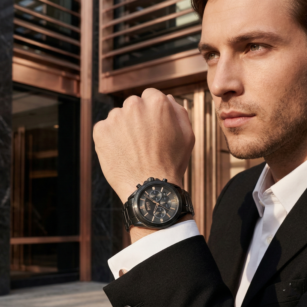 Hugo Boss Driver 1513277 44mm Men’s Chronograph Watch – Black Dial & Stainless Steel Bracelet