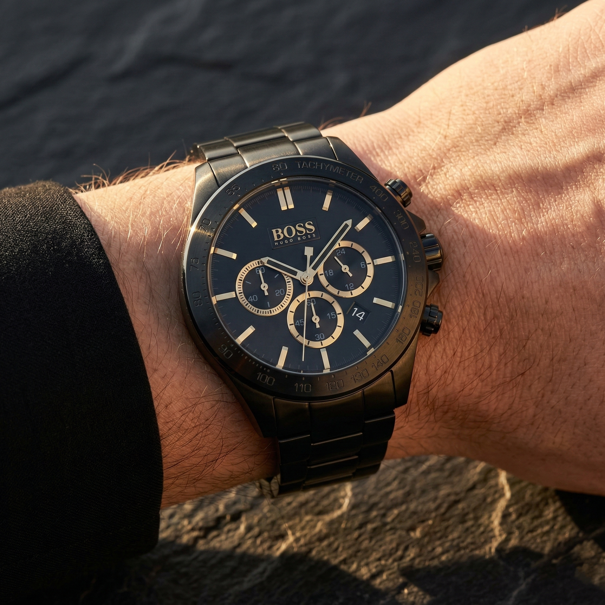 Hugo Boss Ikon 1513278 44mm Men’s Chronograph Watch – Black Dial & Stainless Steel Bracelet