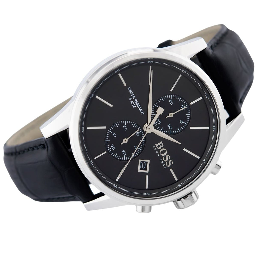 Hugo Boss Jet 1513279 41mm Men’s Chronograph Watch – Black Dial & Black Genuine Leather Strap