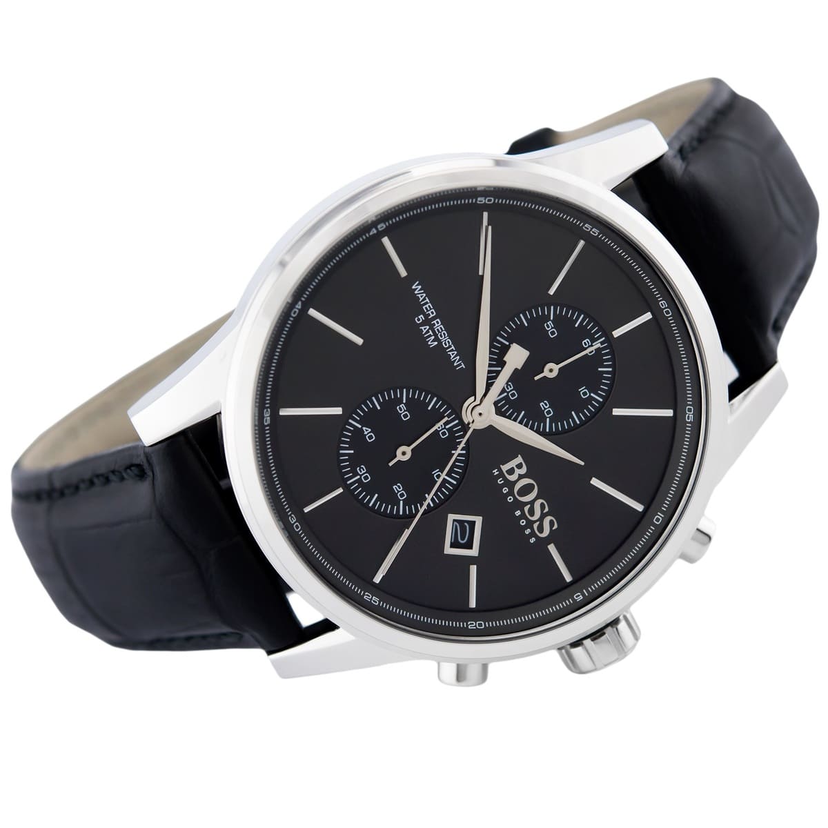 Hugo Boss Jet 1513279 41mm Men’s Chronograph Watch – Black Dial & Black Genuine Leather Strap