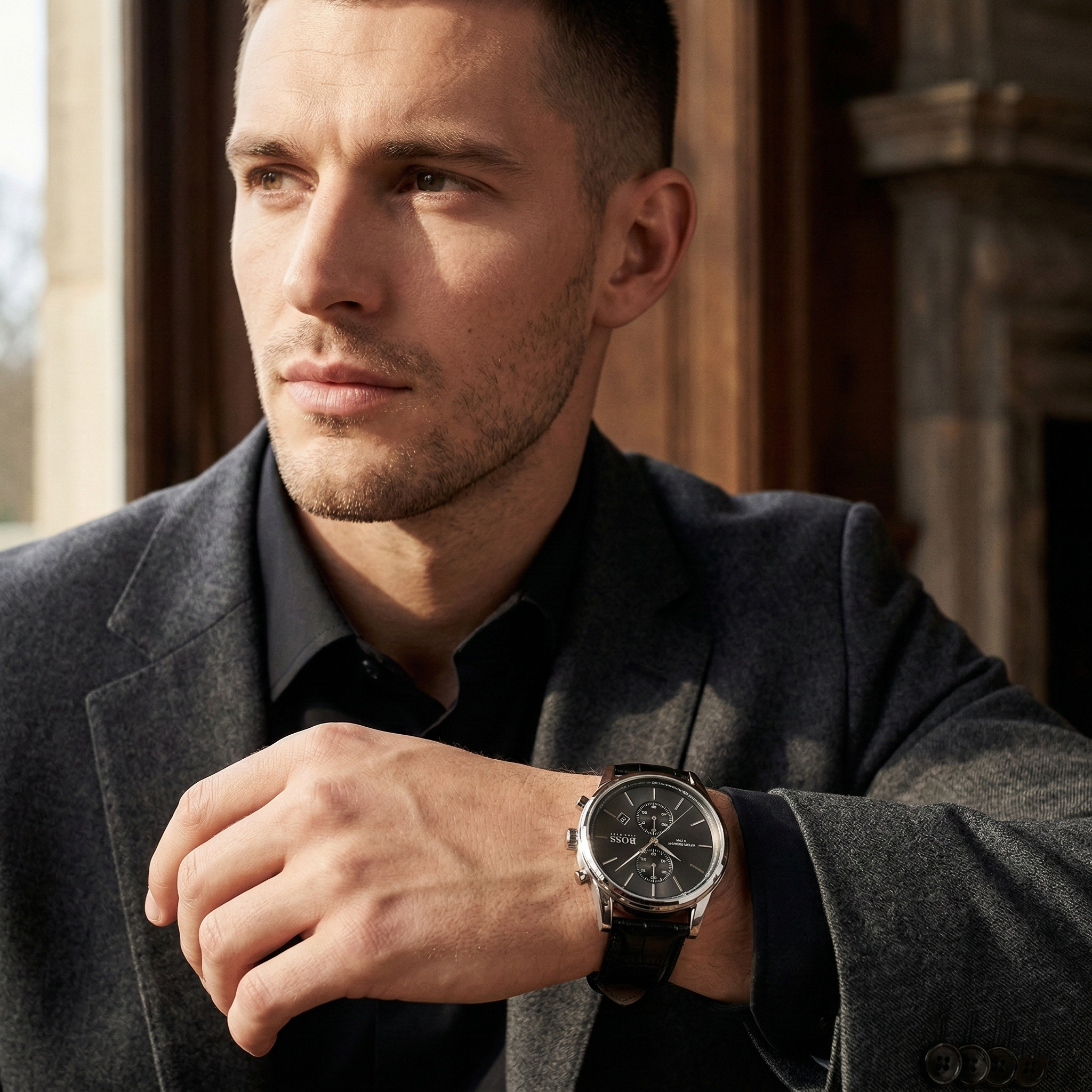 Hugo Boss Jet 1513279 41mm Men’s Chronograph Watch – Black Dial & Black Genuine Leather Strap