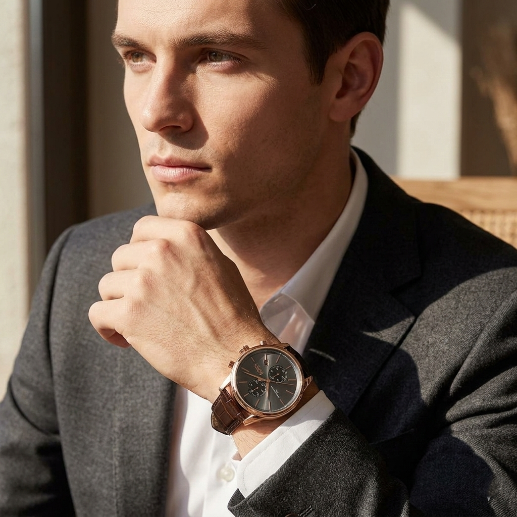 Hugo Boss Jet 1513281 41mm Men’s Chronograph Watch – Grey Dial & Genuine Leather Strap