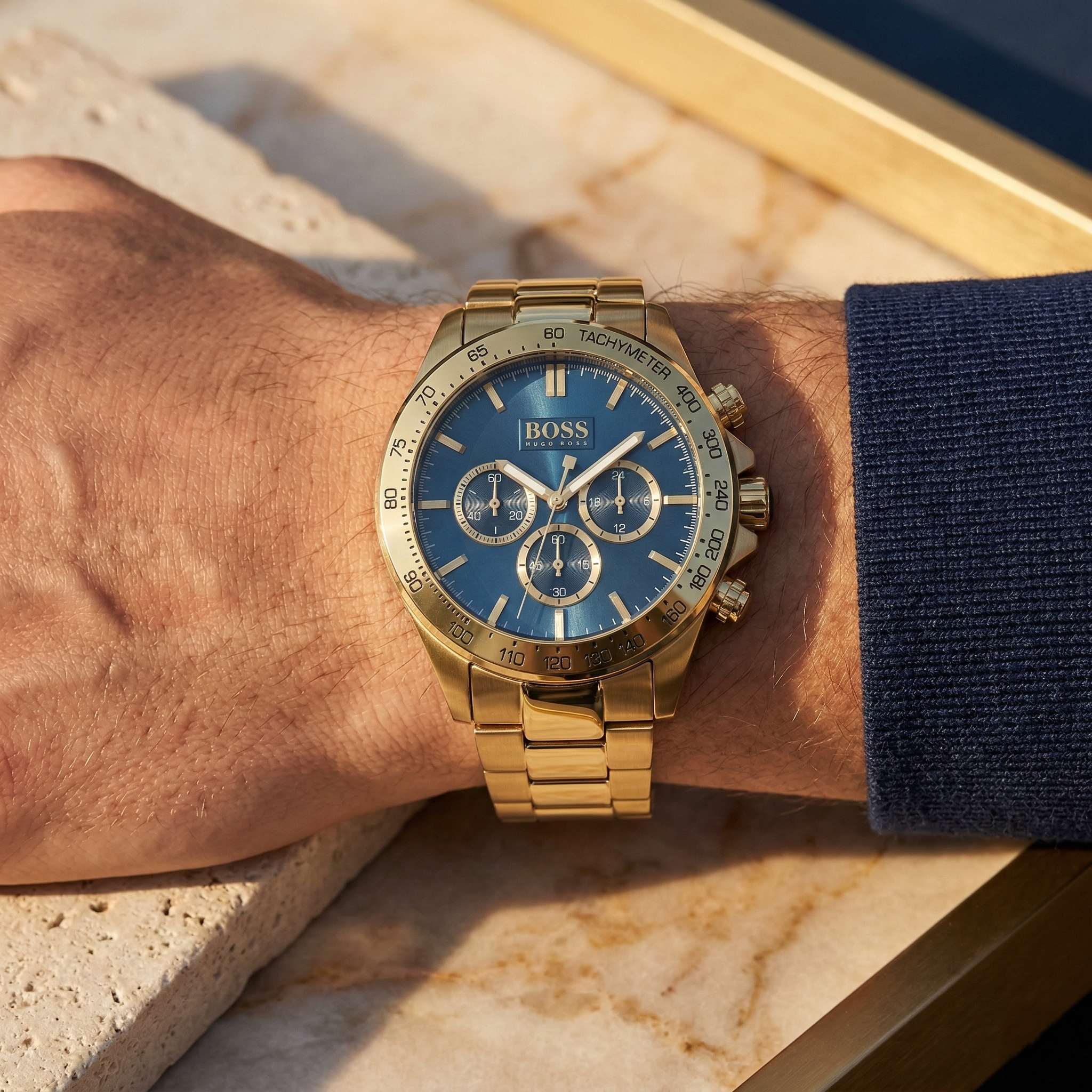 Hugo Boss Ikon 1513340 44mm Men’s Chronograph Watch – Blue Dial & Stainless Steel Bracelet