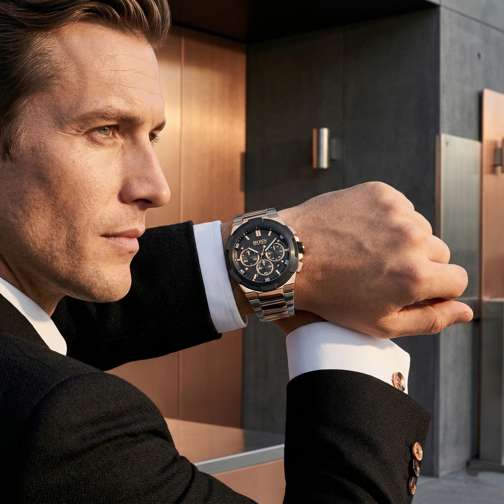 Hugo Boss Supernova 1513358 46mm Men’s Chronograph Watch – Black Dial & Stainless Steel Bracelet