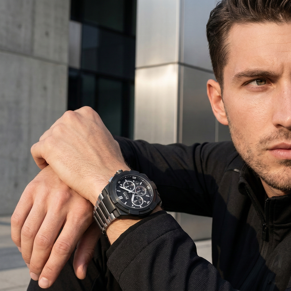 Hugo Boss Supernova 1513368 46mm Men’s Chronograph Watch – Black Dial & Black Rubber Strap