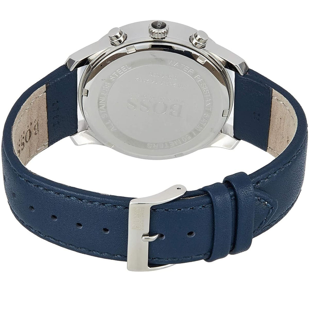 Hugo Boss Runner 1513431 44mm Men’s Chronograph Watch – Blue Dial & Blue Genuine Leather Strap