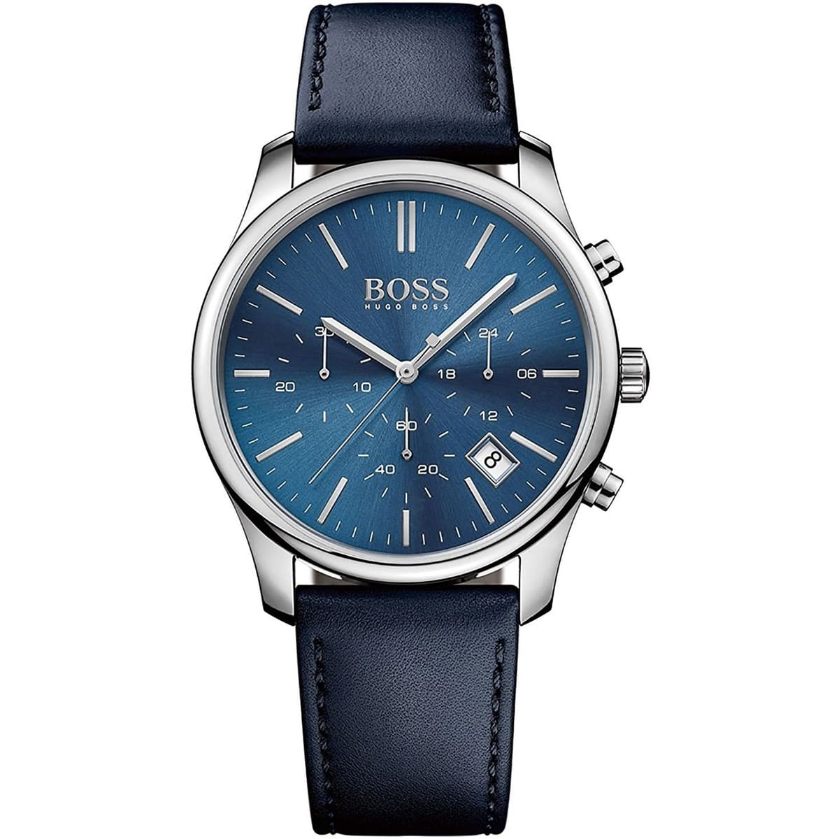 Hugo Boss Runner 1513431 44mm Men’s Chronograph Watch – Blue Dial & Blue Genuine Leather Strap