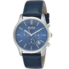 Hugo Boss Runner 1513431 44mm Men’s Chronograph Watch – Blue Dial & Blue Genuine Leather Strap