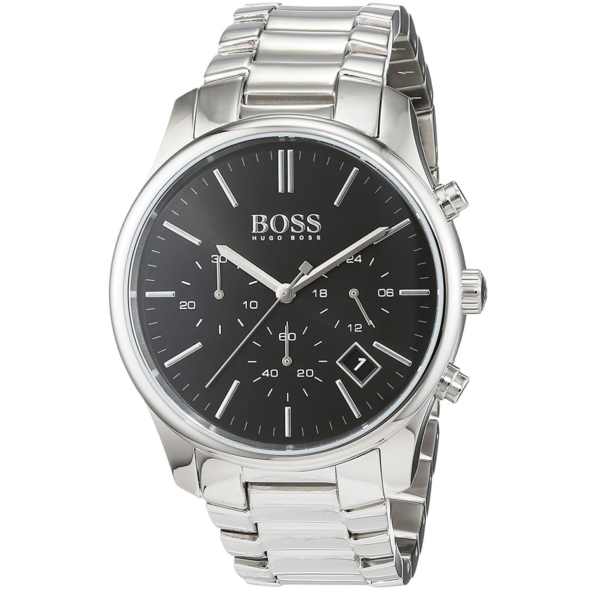 Hugo Boss Hero 1513433 44mm Men’s Chronograph Watch – Black Dial & Silver-tone Bracelet