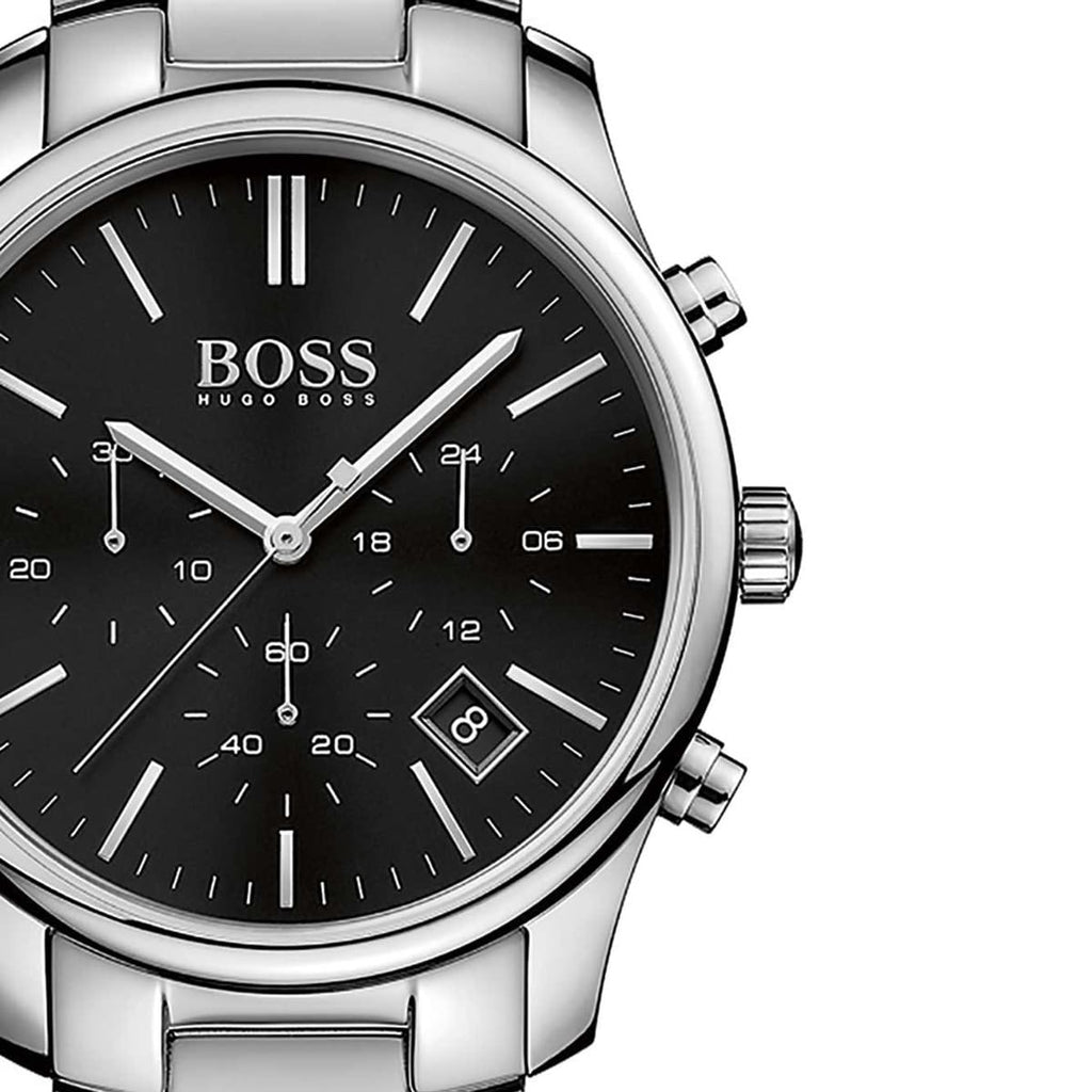 Hugo Boss Hero 1513433 44mm Men’s Chronograph Watch – Black Dial & Silver-tone Bracelet