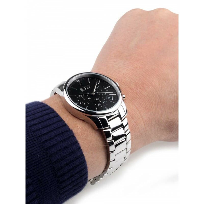 Hugo Boss Hero 1513433 44mm Men’s Chronograph Watch – Black Dial & Silver-tone Bracelet