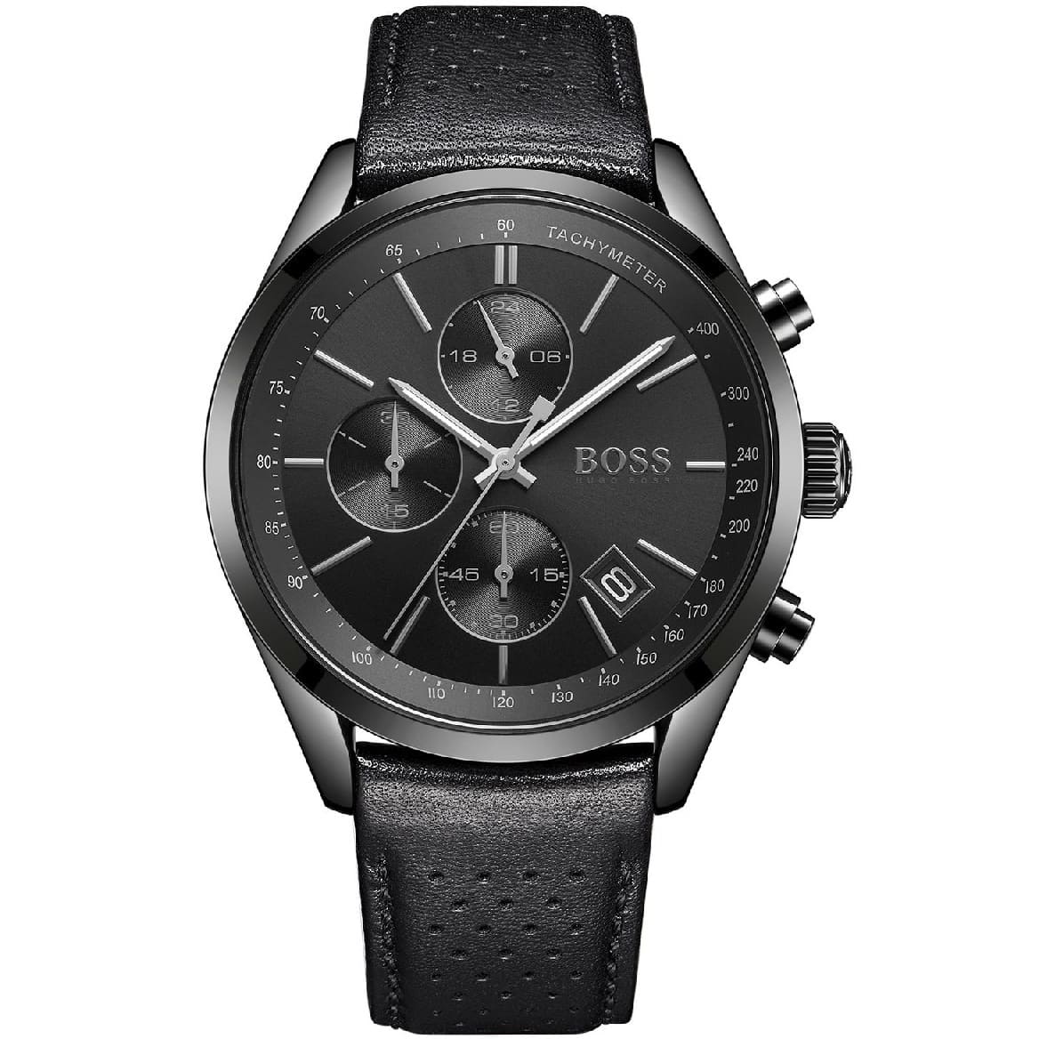 Hugo Boss Grand Prix 1513474 44mm Men’s Chronograph Watch – Black Dial & Genuine Leather Strap