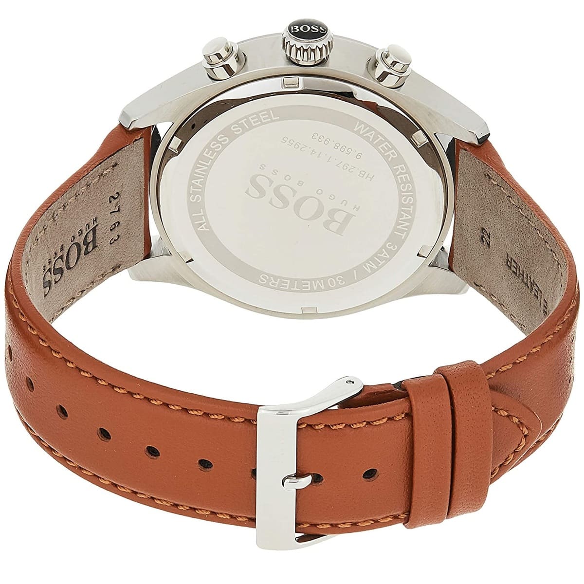 Hugo Boss Grand Prix 1513475 44mm Men’s Chronograph Watch – White Dial & Genuine Leather Strap