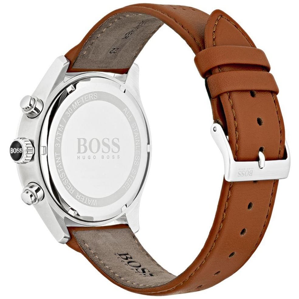 Hugo Boss Grand Prix 1513475 44mm Men’s Chronograph Watch – White Dial & Genuine Leather Strap