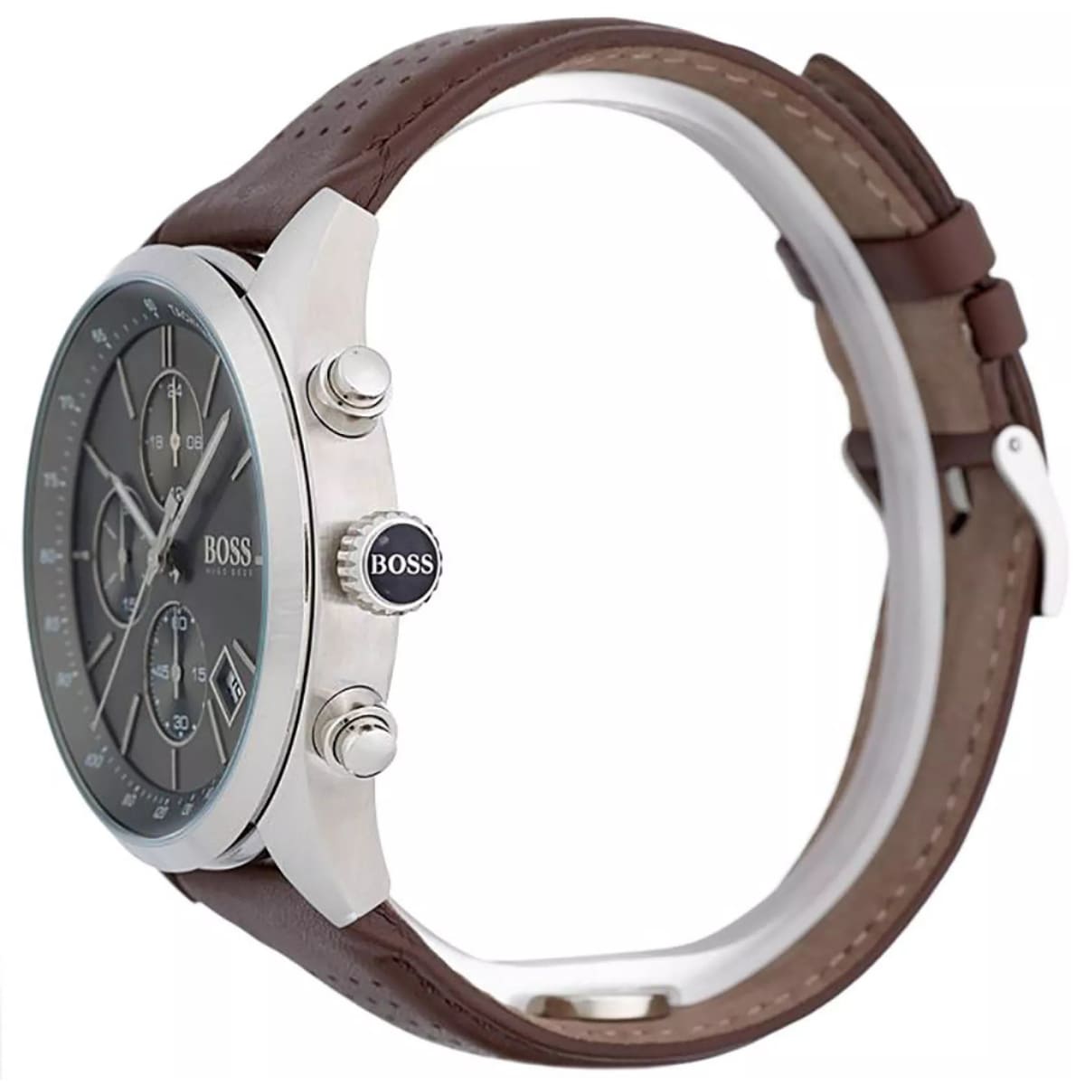 Hugo Boss Grand Prix 1513476 44mm Men’s Chronograph Watch – Gray Dial & Genuine Leather Strap
