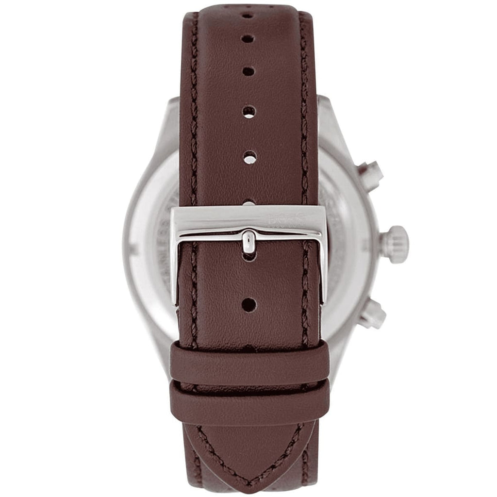 Hugo Boss Spirit 1513690 41mm Men’s Chronograph Watch – Silver Dial & Brown Textile Strap