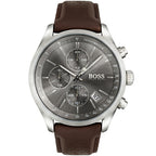 Hugo Boss Grand Prix 1513476 44mm Men’s Chronograph Watch – Gray Dial & Genuine Leather Strap