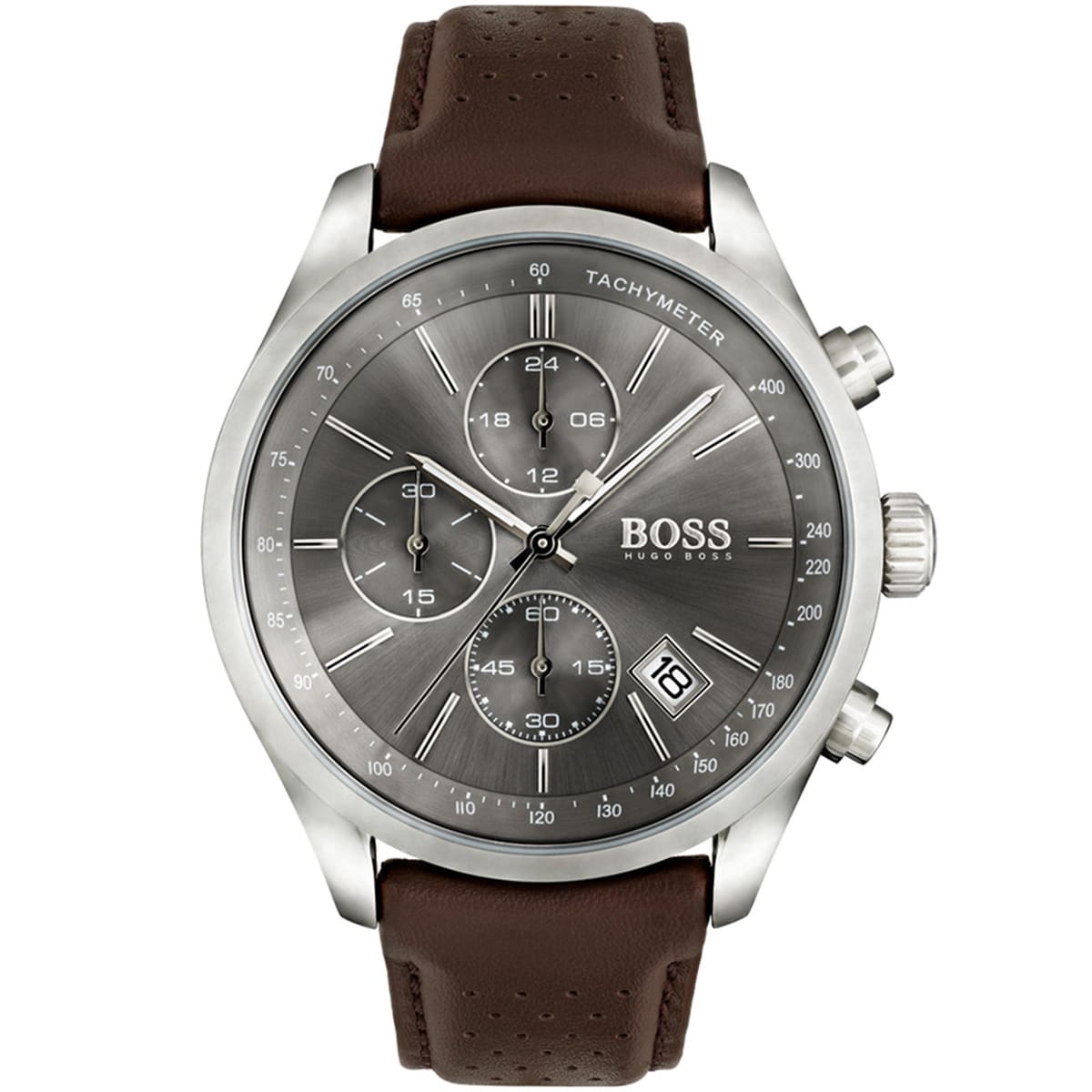 Hugo Boss Grand Prix 1513476 44mm Men’s Chronograph Watch – Gray Dial & Genuine Leather Strap